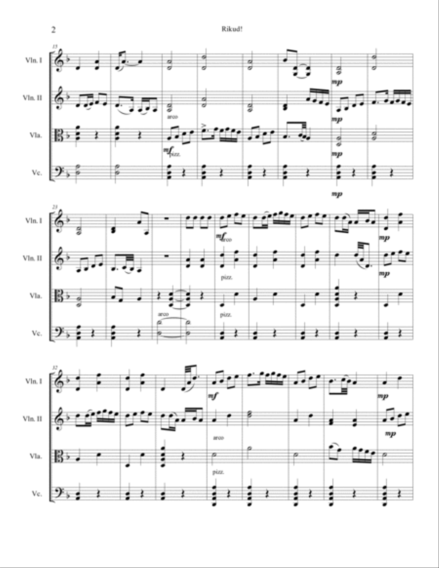 Rikud! (string quartet score) String Quartet scores gallery preview page 2