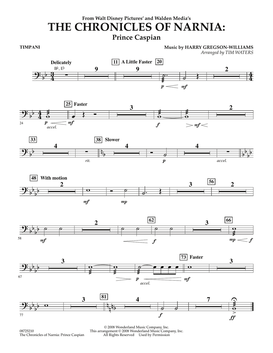 The Chronicles Of Narnia: Prince Caspian - Timpani Concert Band scores gallery preview page 1