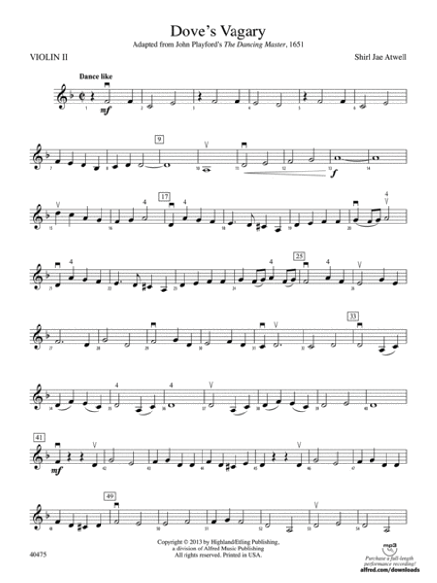 Dove's Vagary: 2nd Violin String Orchestra scores gallery preview page 1