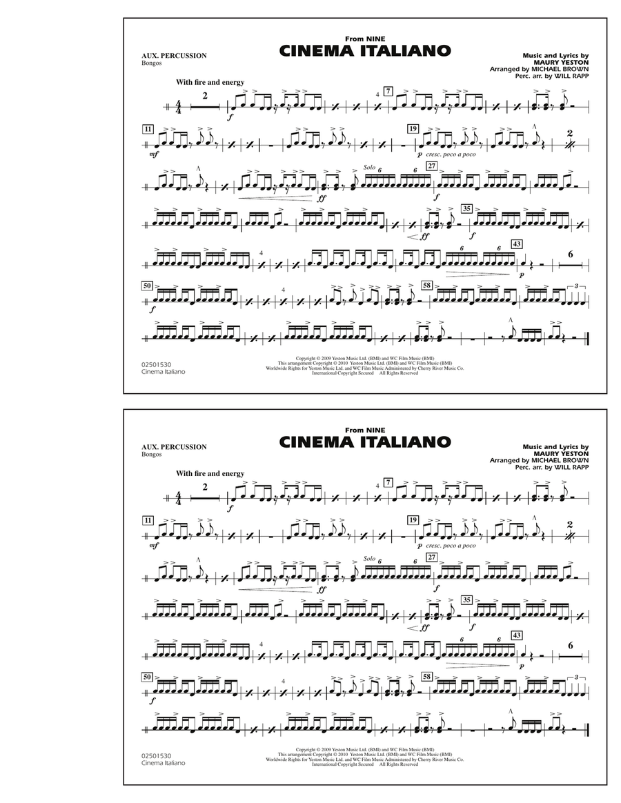 Cinema Italiano (from Nine) - Aux Percussion Marching Band scores gallery preview page 1