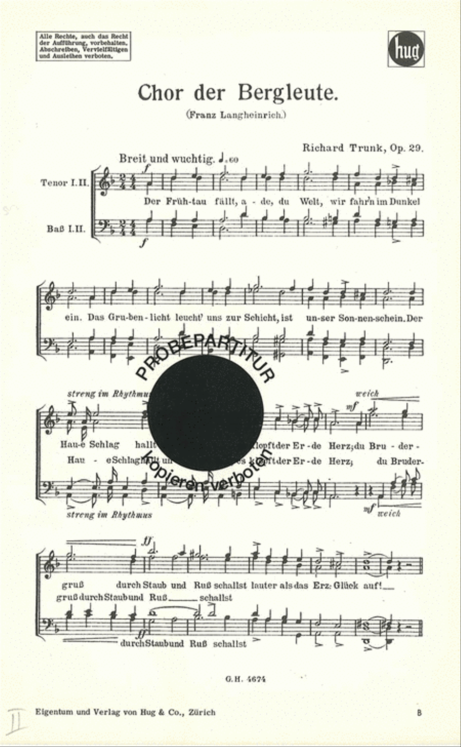 Chor der Bergleute Men's Choir scores gallery preview page 1