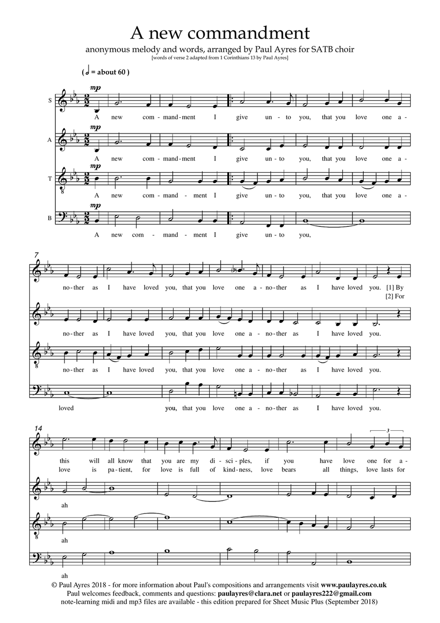 A new commandment, arranged for unaccompanied choir 4-Part scores gallery preview page 2