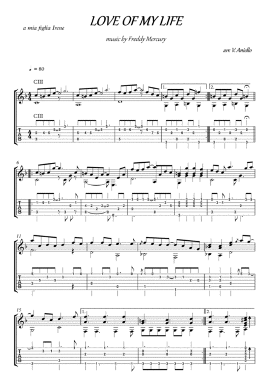 Love Of My Life Guitar Tablature scores gallery preview page 2