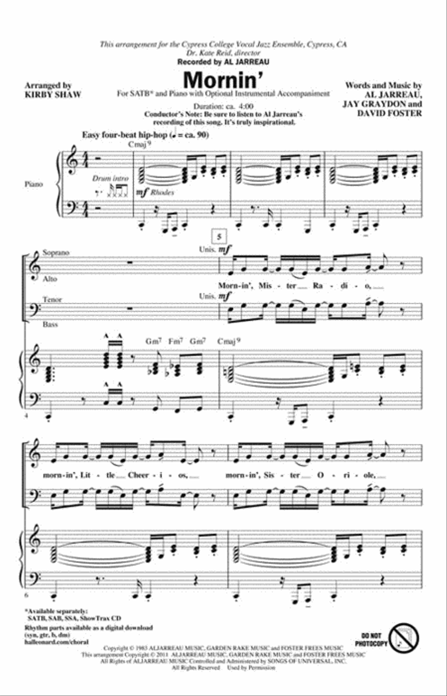 Mornin' Mornin' Vocal Jazz Ensemble scores gallery preview page 2