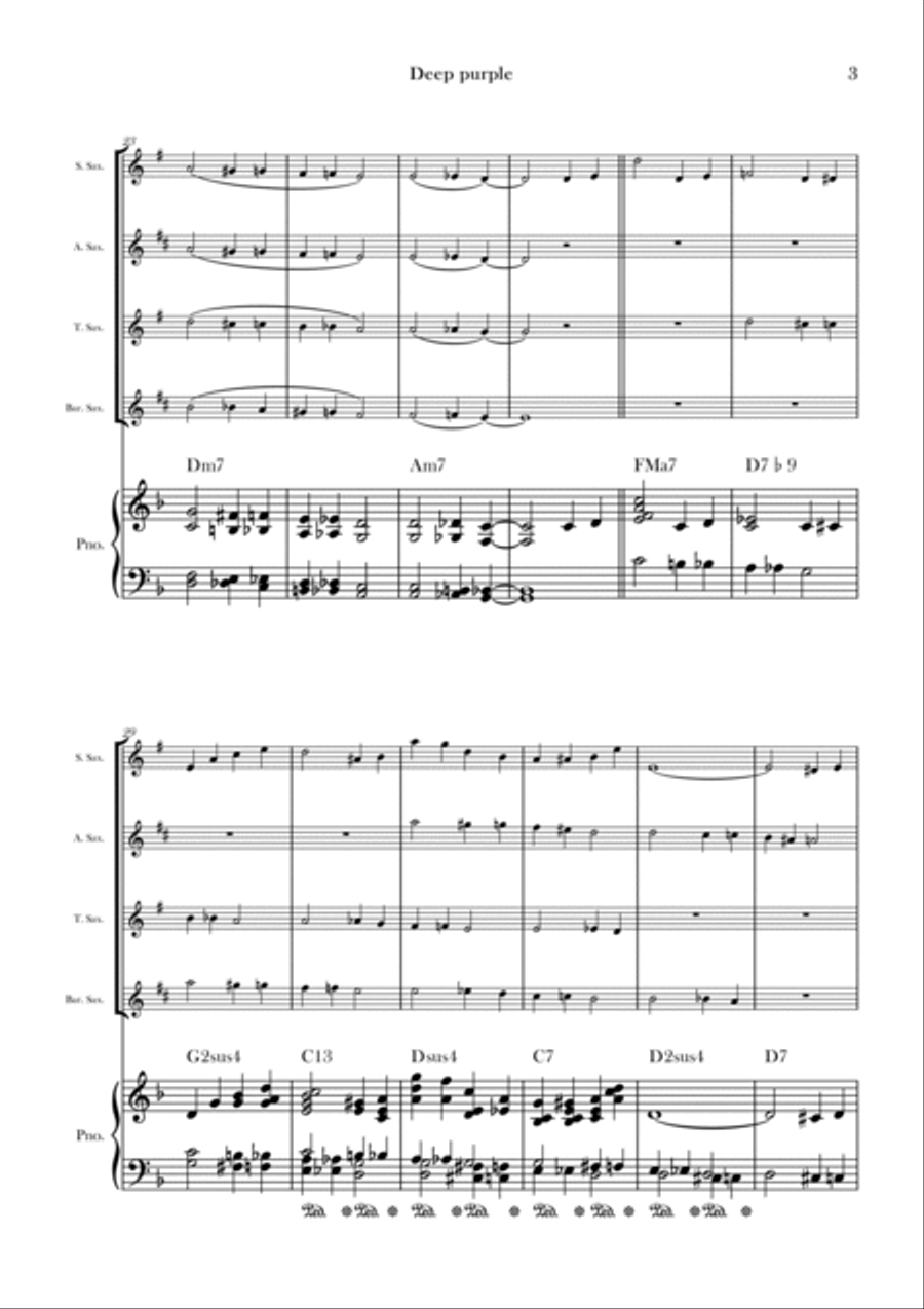 Deep Purple Deep Purple Saxophone Quartet scores gallery preview page 3