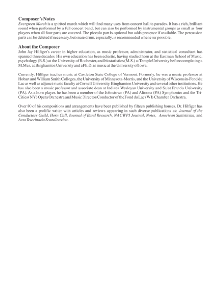 Evergreen March Evergreen March Concert Band scores gallery preview page 2