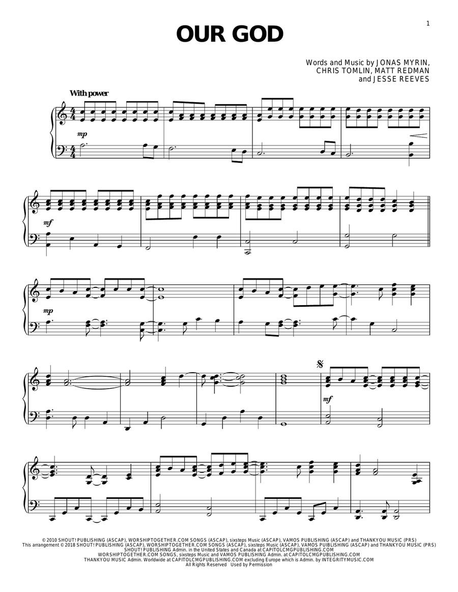 Our God Piano Solo scores gallery preview page 1