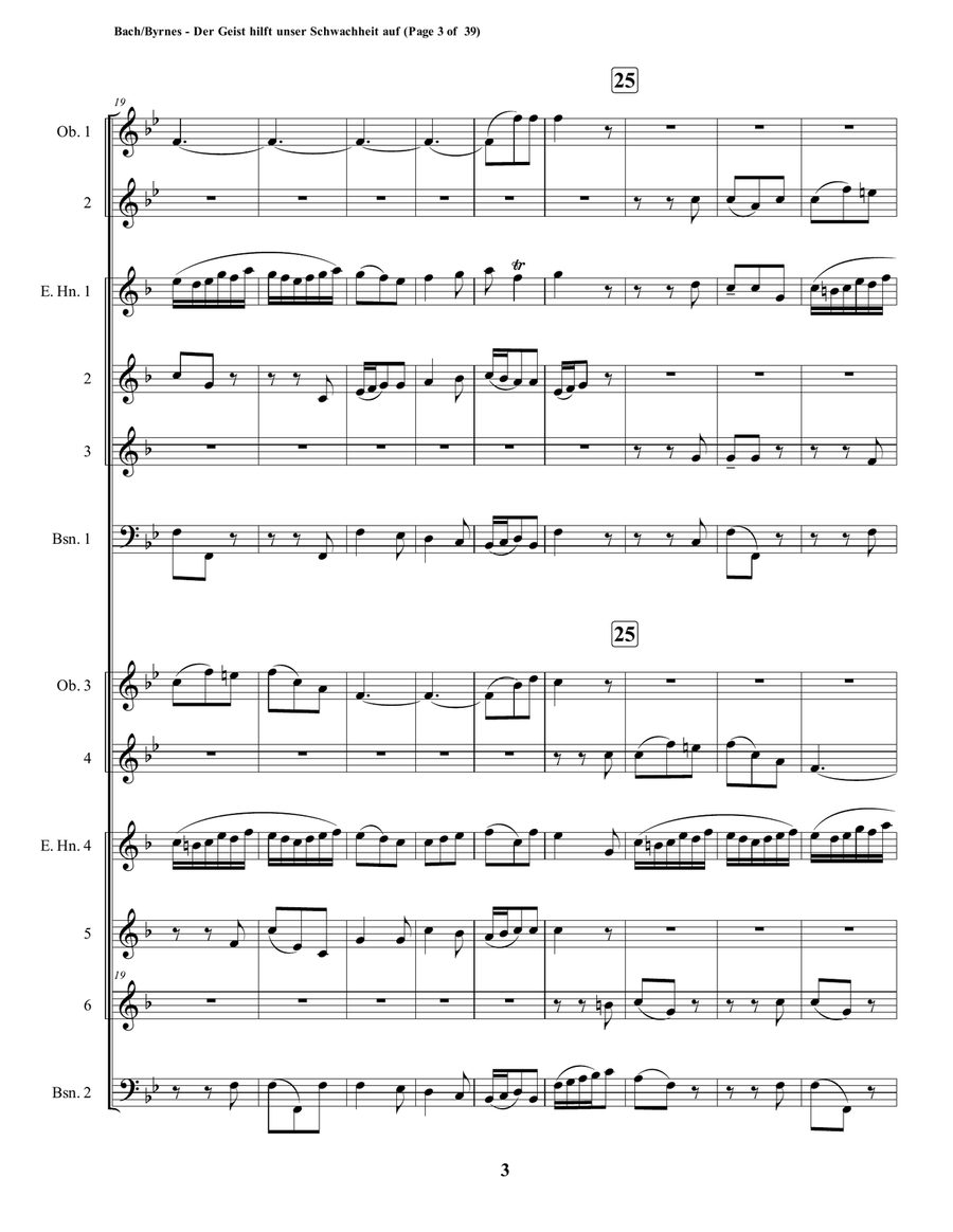 Der Geist hilft unser Schwachheit auf by J.S. Bach for Double Double-reed Choir Clarinet Choir scores gallery preview page 3