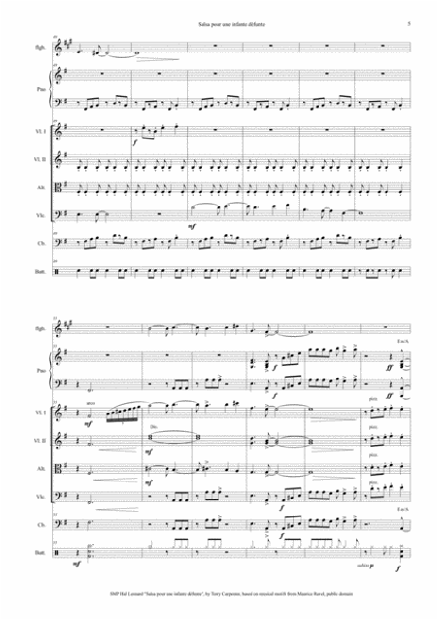 Salsa pour une infante defunte (based on musical motifs from Maurice Ravel) String Orchestra scores gallery preview page 5