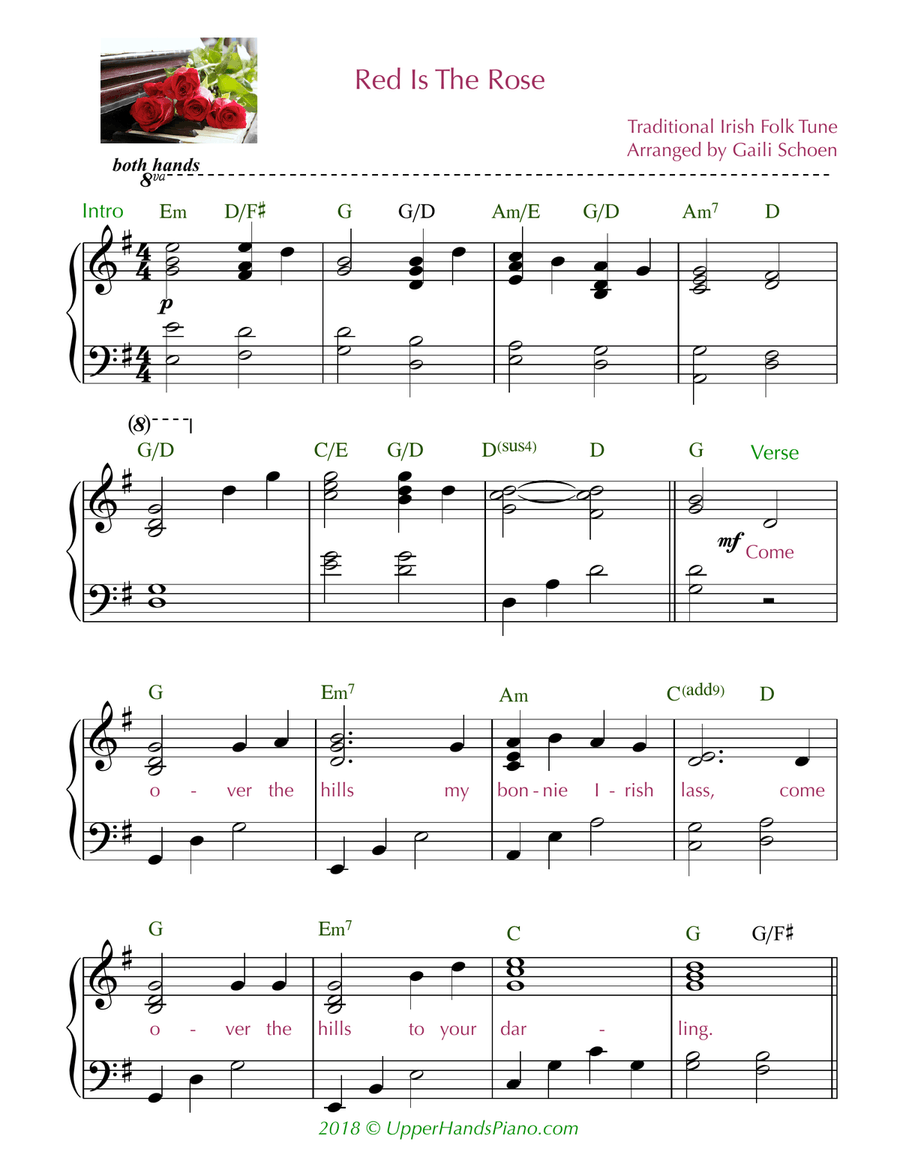 Red Is The Rose (early intermediate) Piano, Vocal scores gallery preview page 1