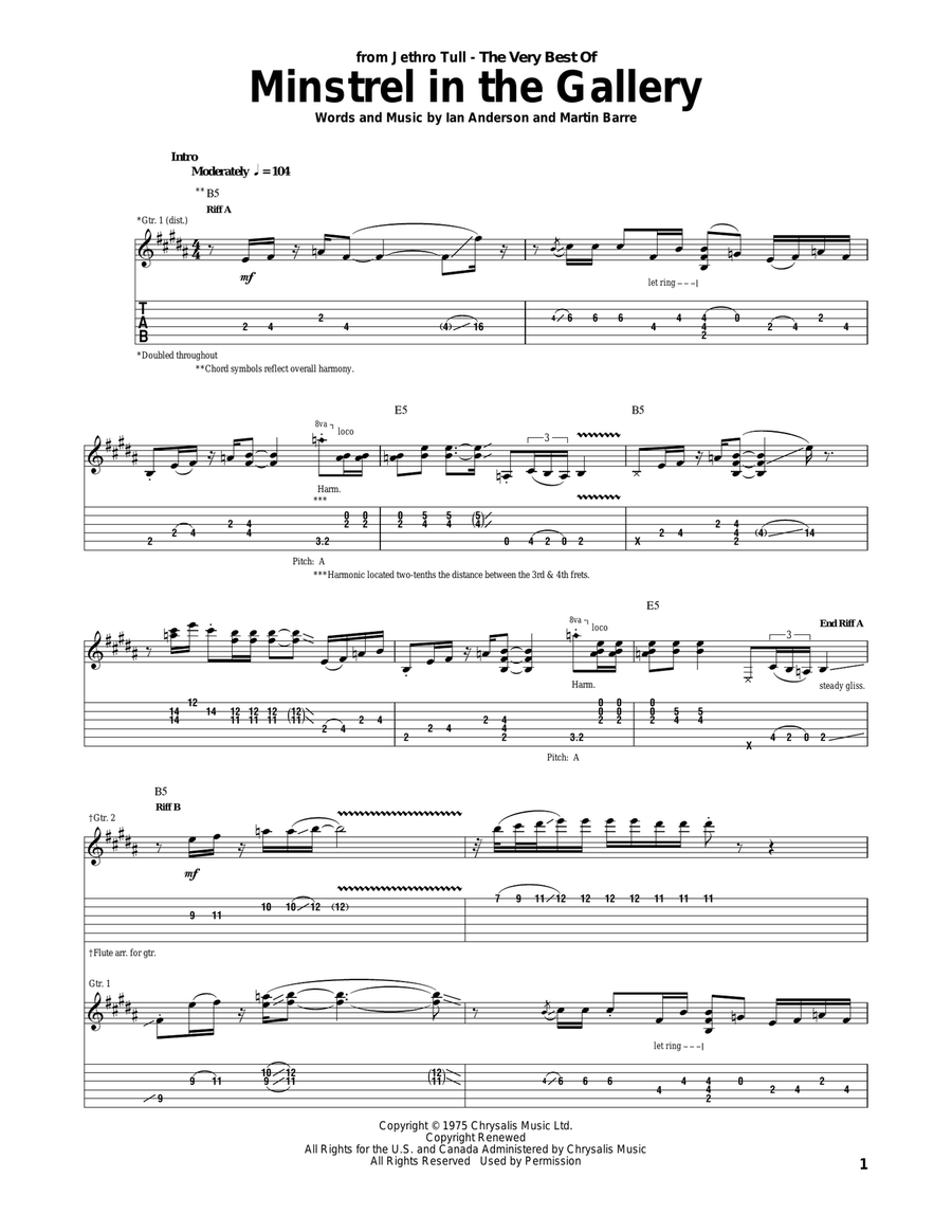 Minstrel In The Gallery Acoustic Guitar scores gallery preview page 1