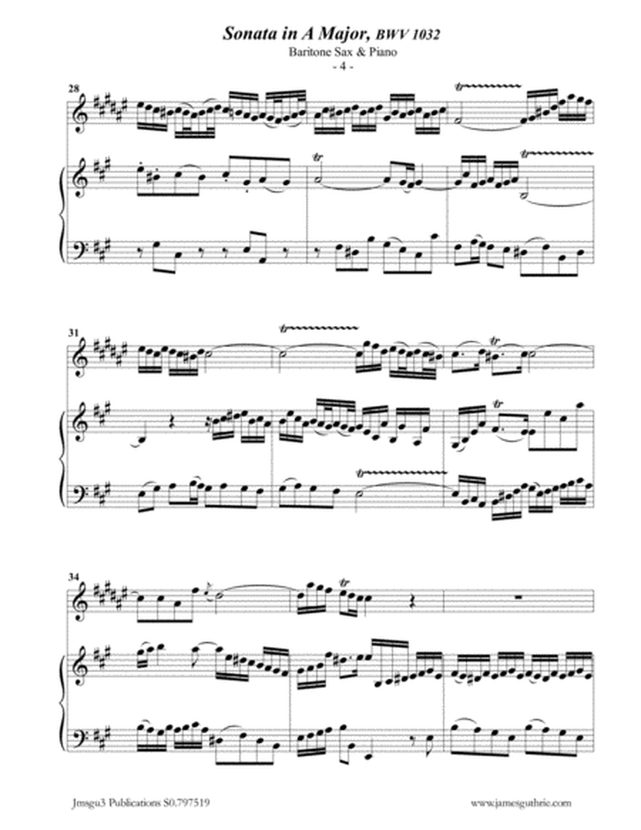BACH: Sonata BWV 1032 for Baritone Sax & Piano image number null