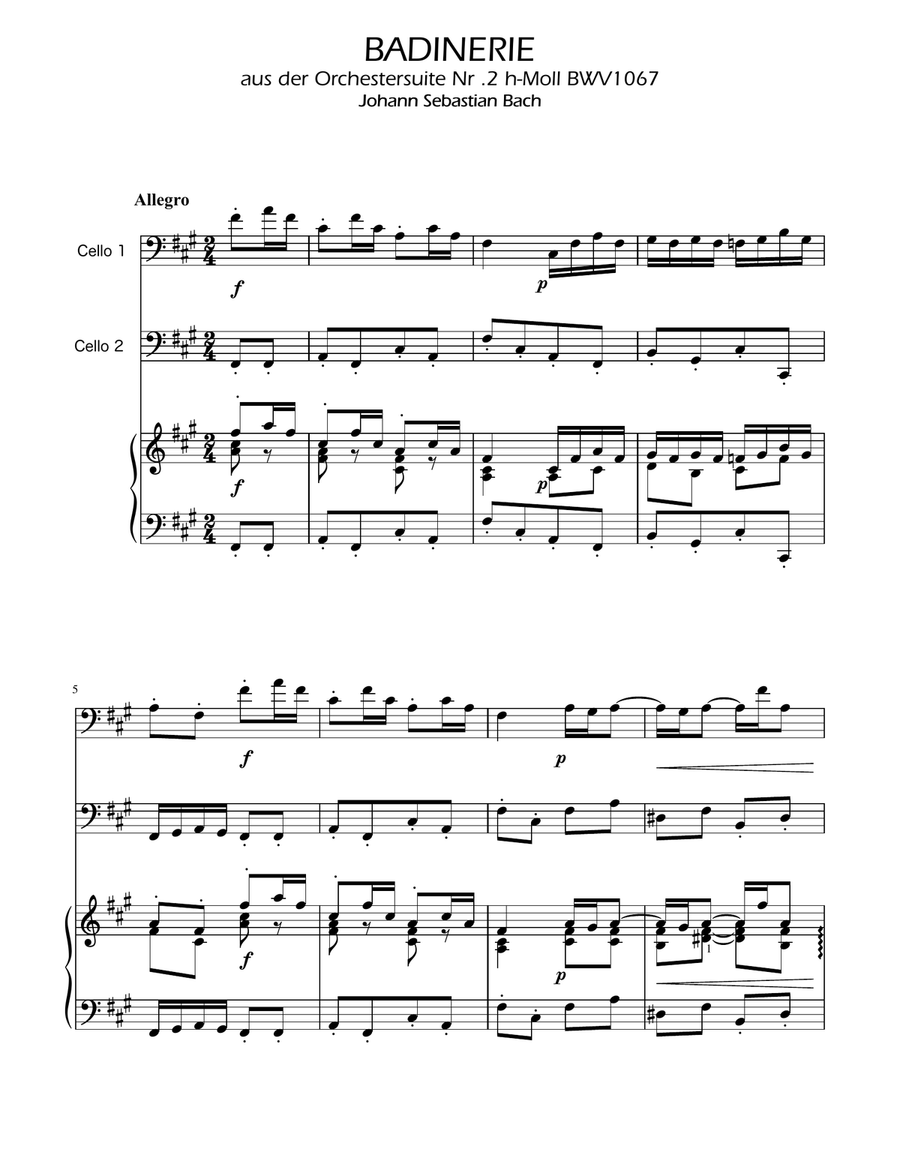 Badinerie - J.S Bach - BWV 1067 - Cello Duet