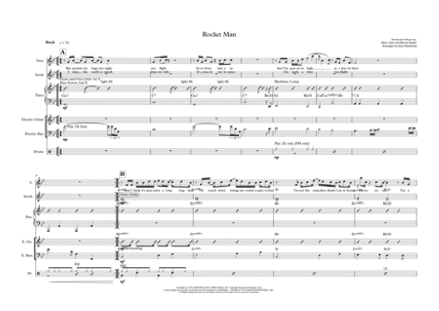 Rocket Man (I Think It's Gonna Be A Long Long Time) Bass Voice scores gallery preview page 1