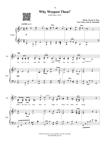 "Why Weepest Thou?" - a sacred choral work for SATB choir image number null