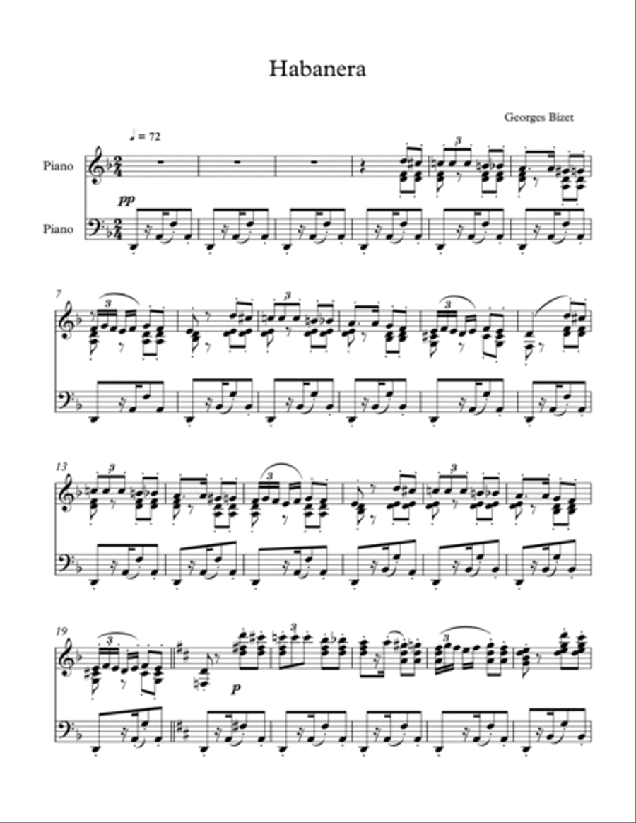 Habanera from 'Carmen' Piano Solo scores gallery preview page 2