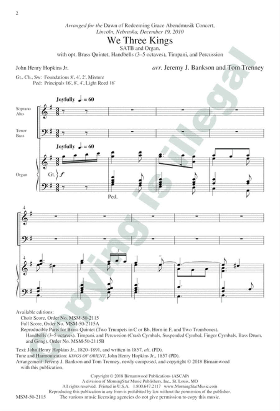 We Three Kings 4-Part scores gallery preview page 2