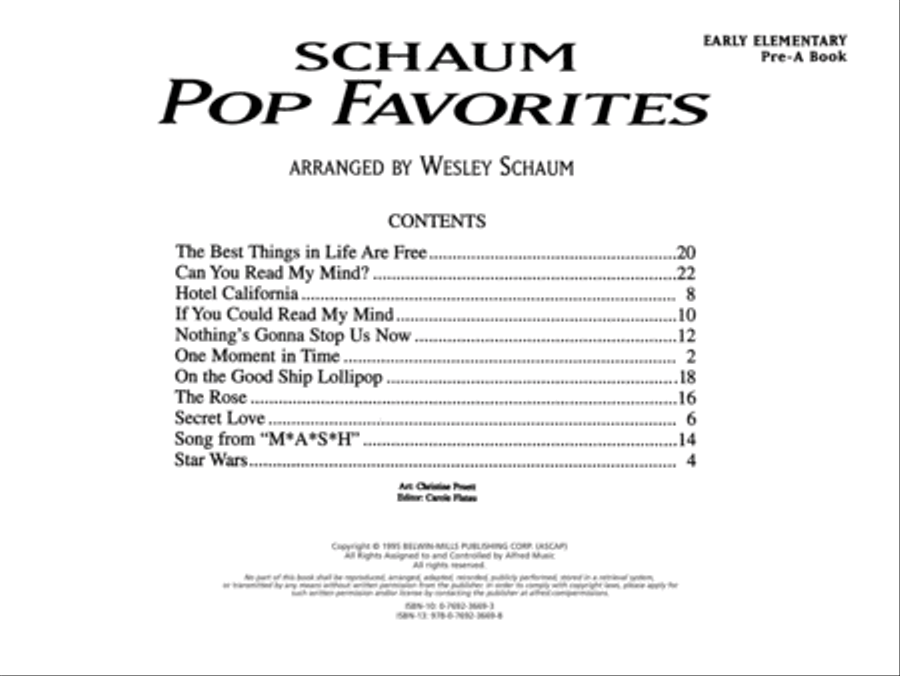 Pop Favorites Pre-A Book Pop Favorites Pre-A Book Piano Method scores gallery preview page 2