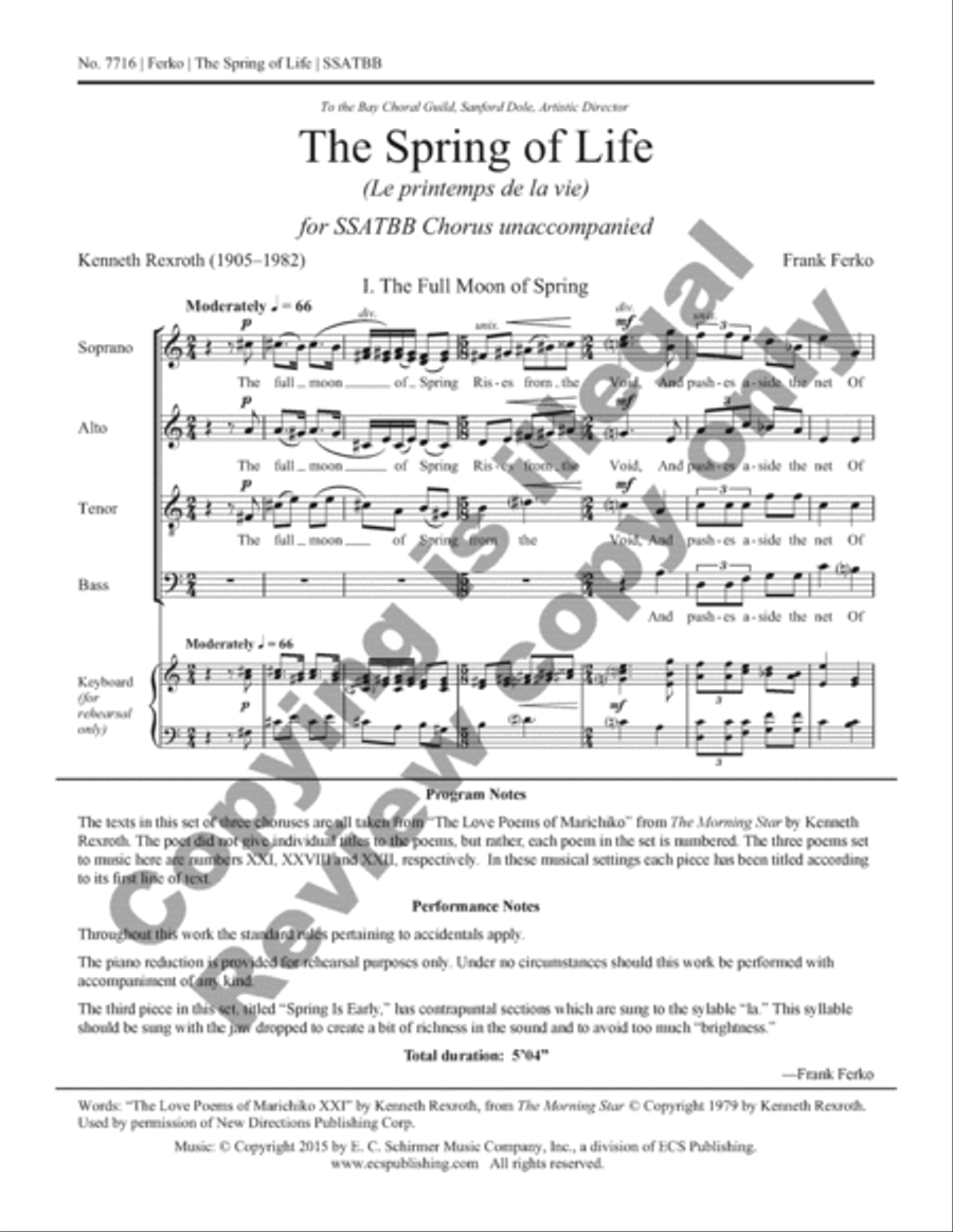 The Spring of Life (Le printemps de la vie) A Cappella scores gallery preview page 14