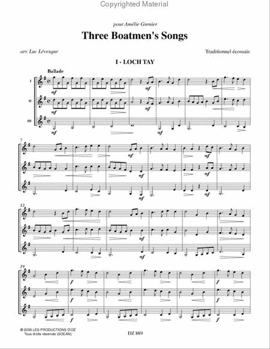 Three Boatmen's Songs Three Boatmen's Songs Guitar Ensemble scores gallery preview page 2