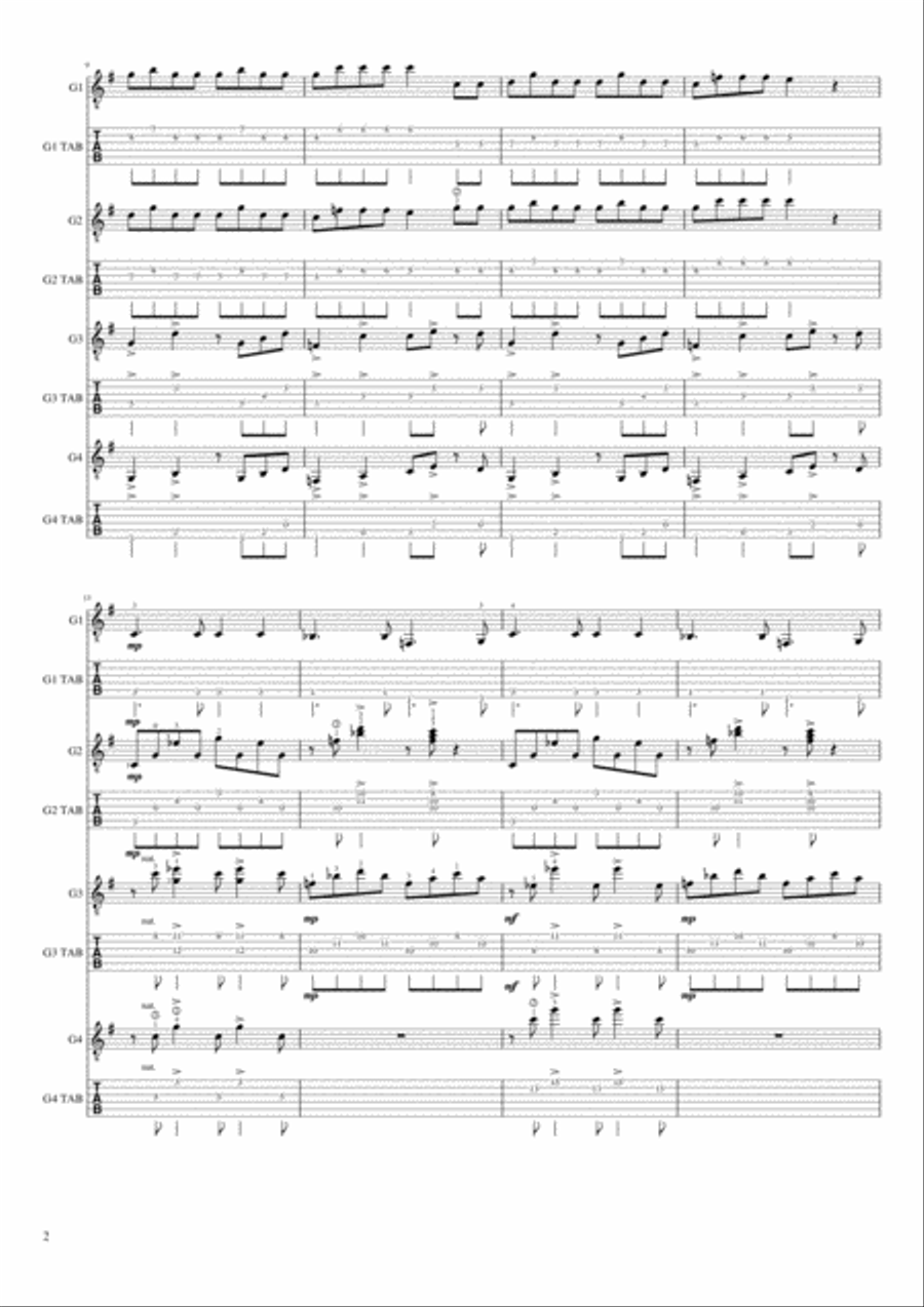 Orinoco Flow Guitar Tablature scores gallery preview page 2