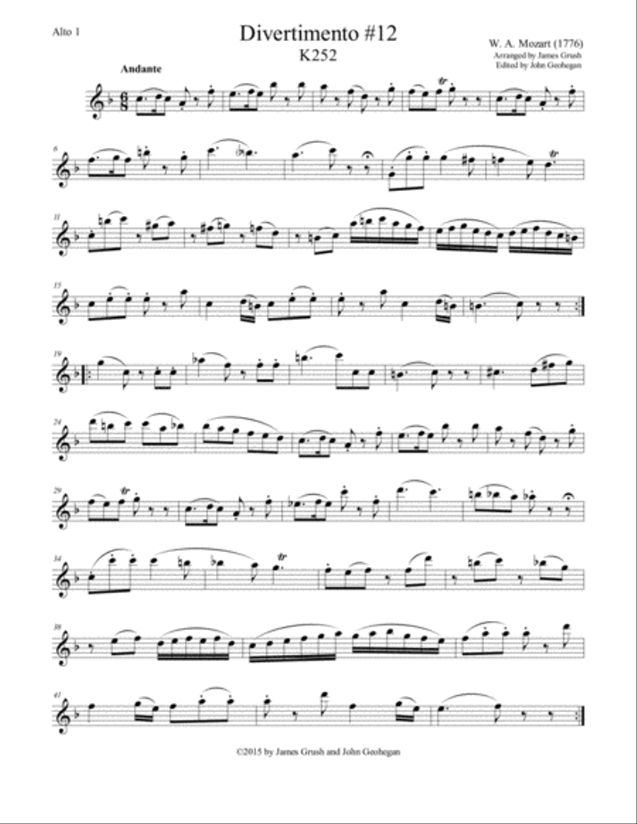 Mozart Divertimento #12 for Recorder Sextet Recorder scores gallery preview page 5