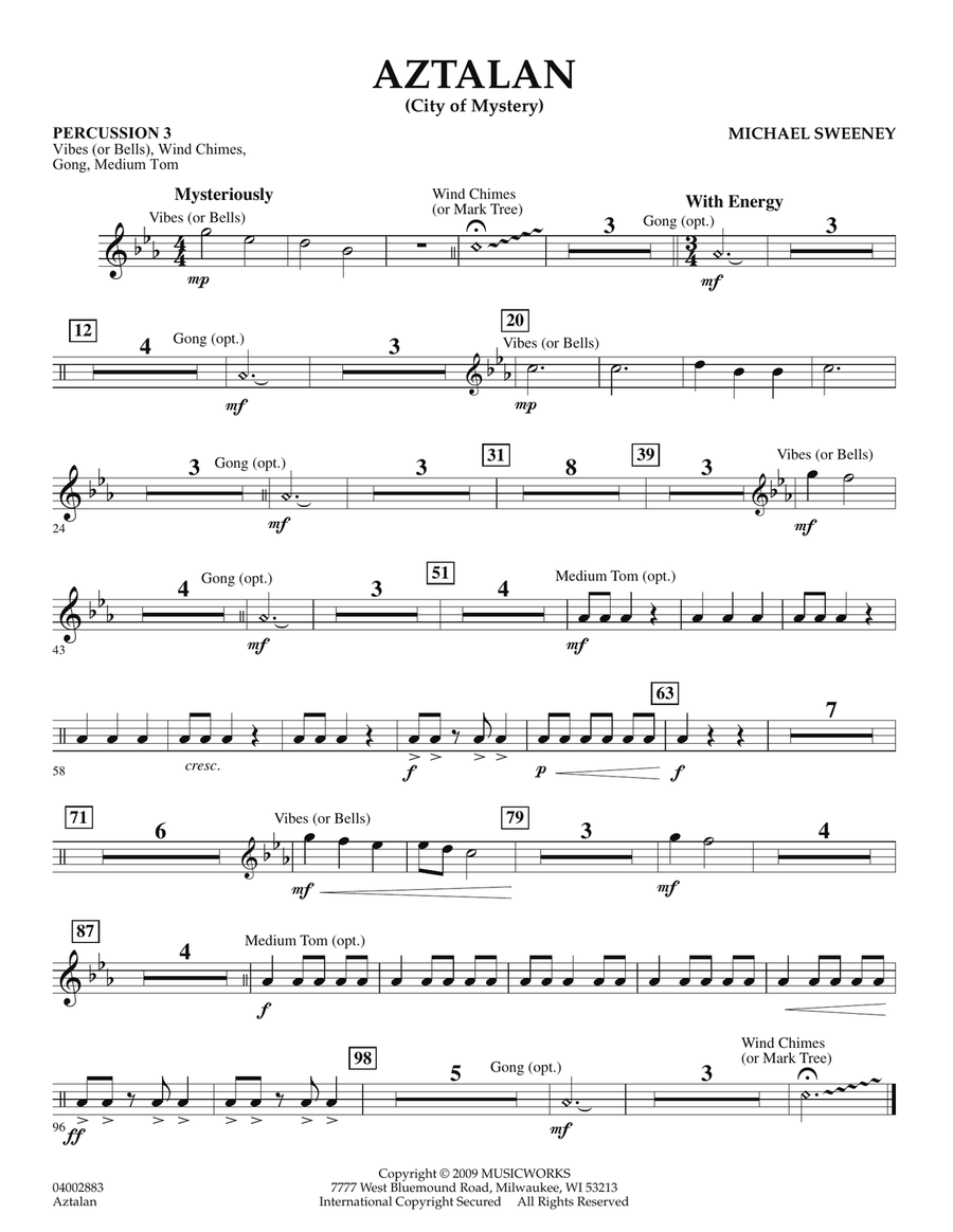 Aztalan (City of Mystery) - Percussion 3 Concert Band scores gallery preview page 1