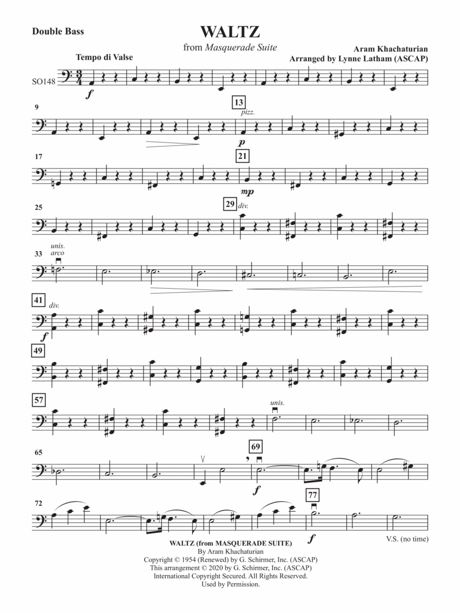 Waltz (from Masquerade Suite) - Double Bass