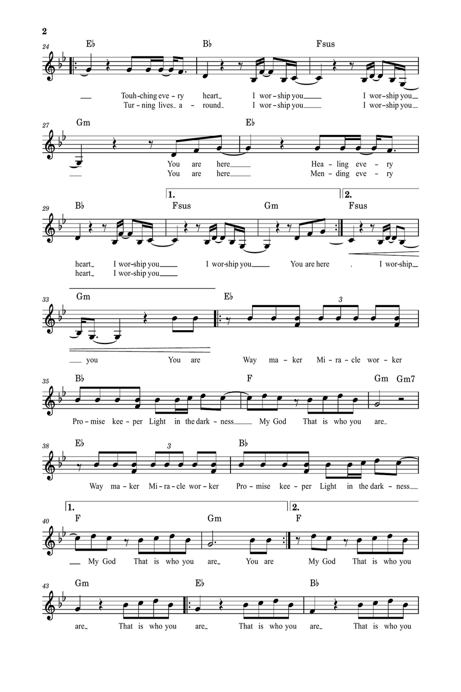 Way Maker Piano Solo scores gallery preview page 2