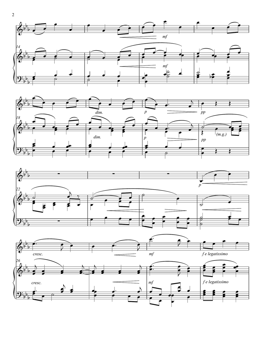 Elgar Nimrod, from 'Enigma Variations'; arranged for Violin and Piano Violin Solo scores gallery preview page 2