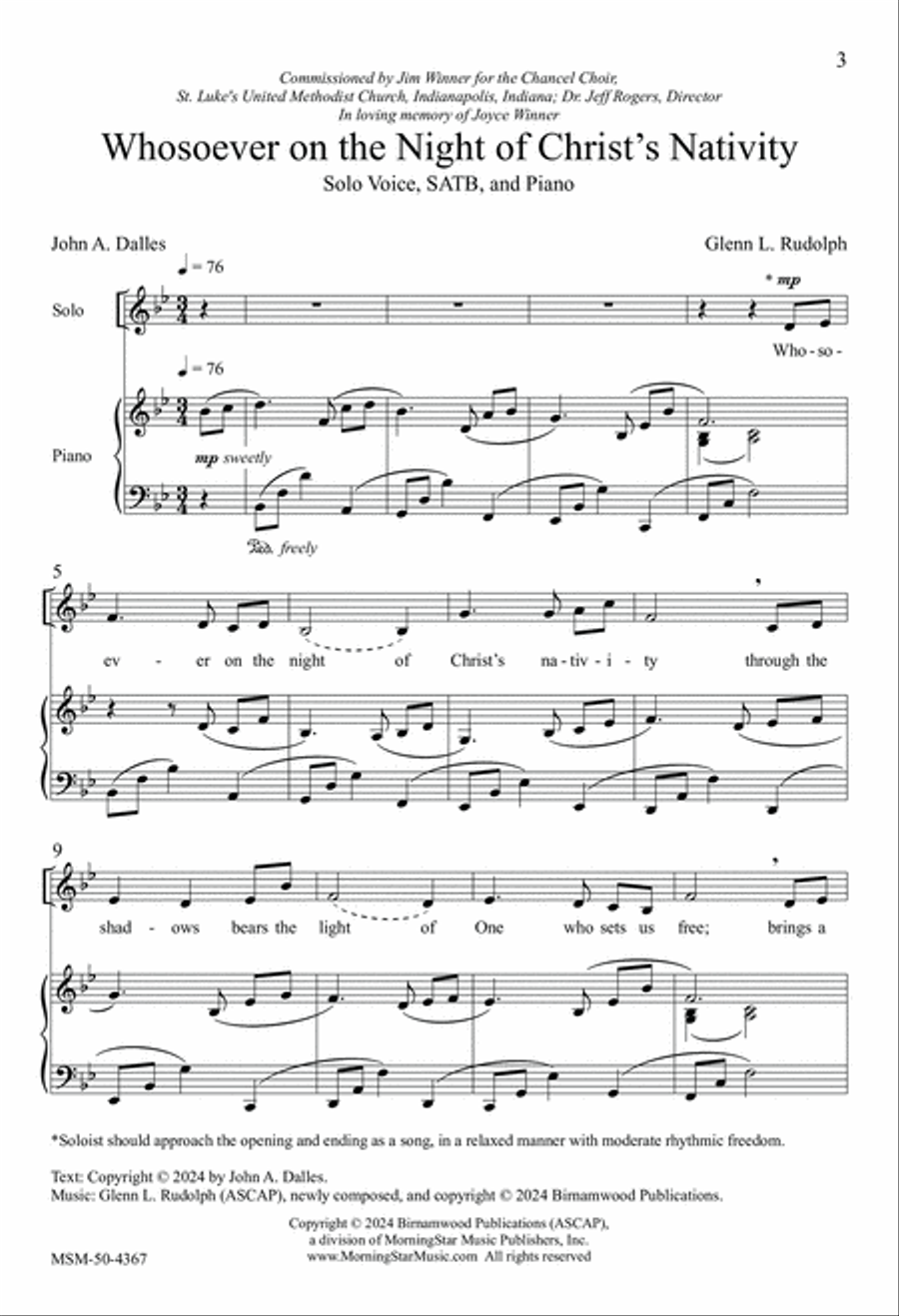 Whosoever on the Night of Christ's Nativity 4-Part scores gallery preview page 3