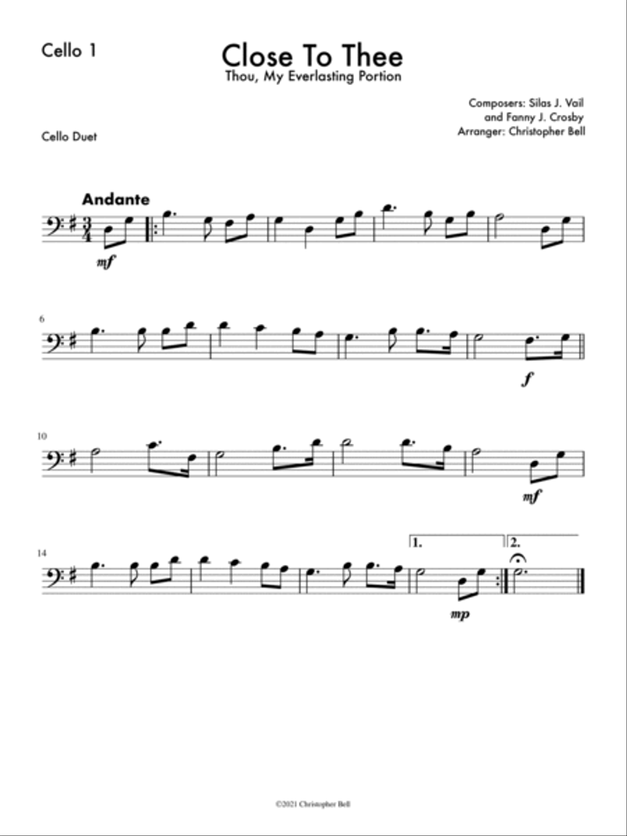 Close To Thee - Cello Duet String Duet scores gallery preview page 2