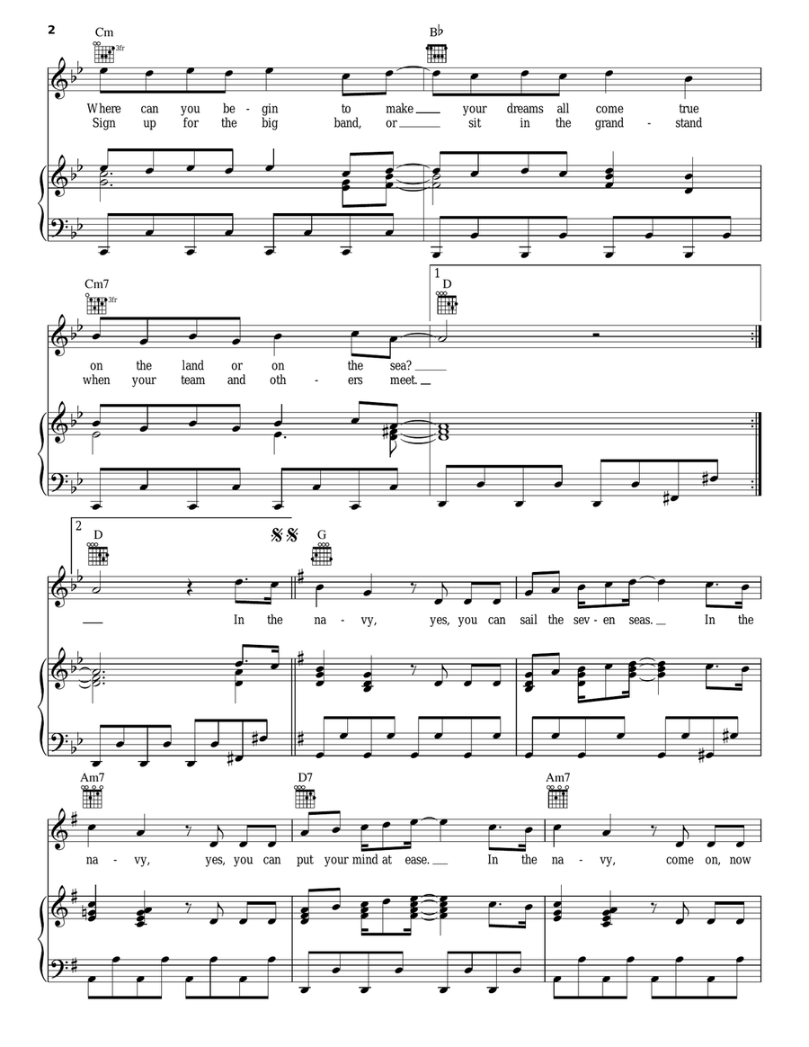 In The Navy In The Navy Piano, Vocal, Guitar scores gallery preview page 2