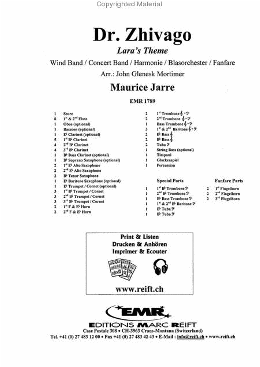 Dr. Zhivago Dr. Zhivago Concert Band scores gallery preview page 2
