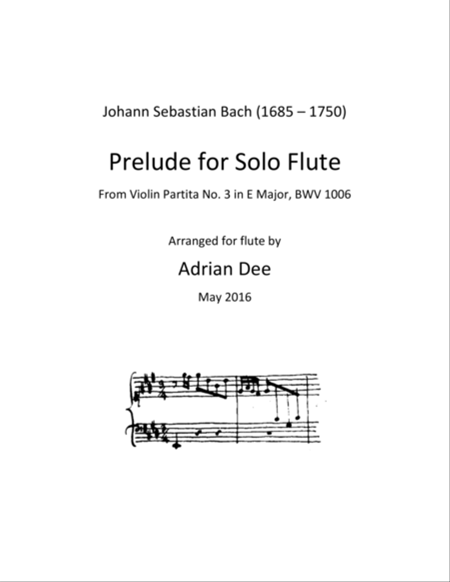 Prelude for Solo Flute, BWV 1006 Flute Solo scores gallery preview page 1