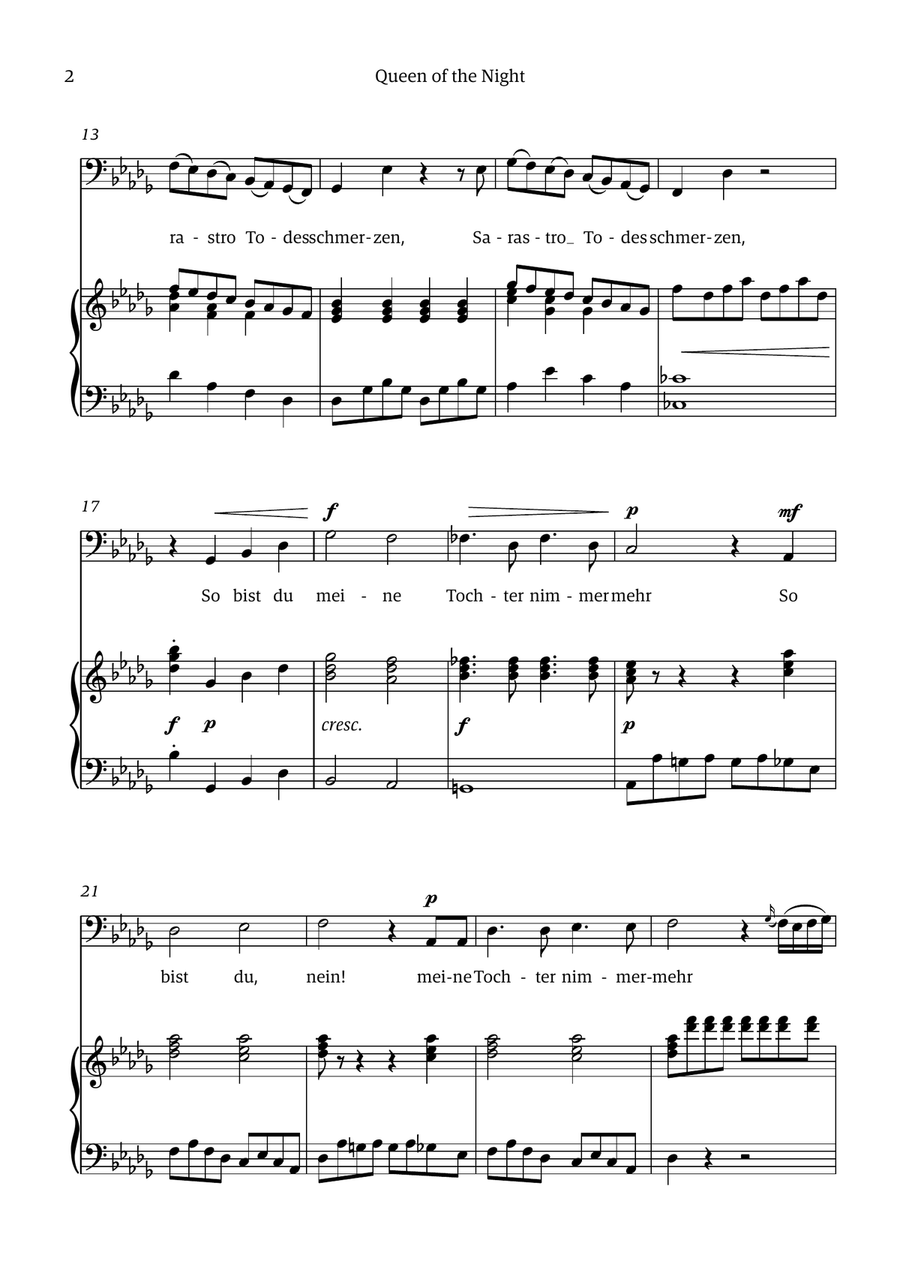 Queen of the Night (aria) - for BASS in Bb minor Chamber Music scores gallery preview page 2