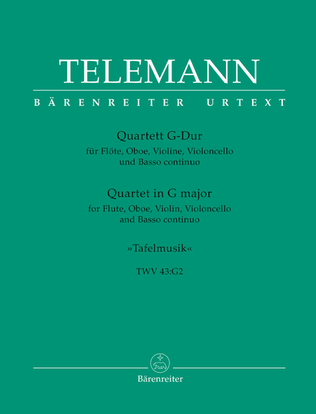 Book cover for Quartet for Flute, Oboe, Violin, Violoncello and Basso continuo in G major TWV 43:G2