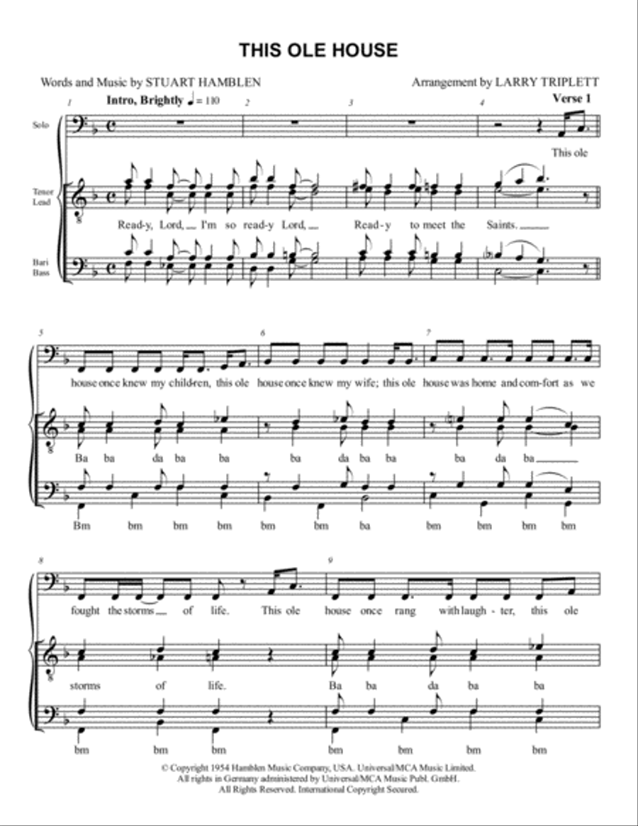This Ole House This Ole House TTBB scores gallery preview page 1