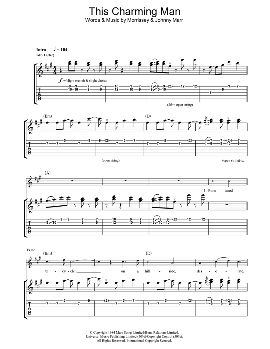 This Charming Man Guitar Tablature scores gallery preview page 1
