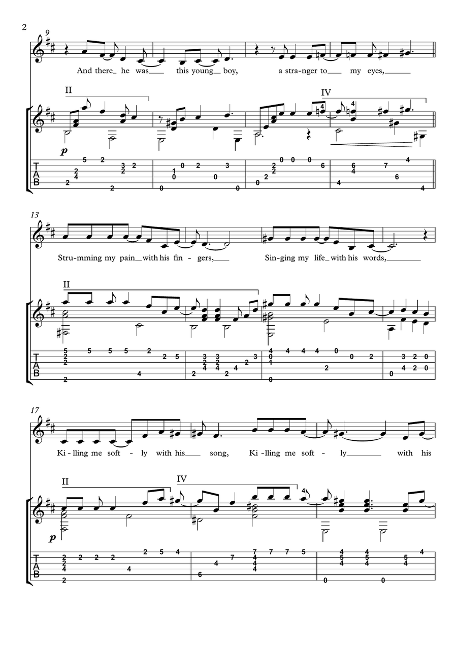 Killing Me Softly With His Song Acoustic Guitar scores gallery preview page 2