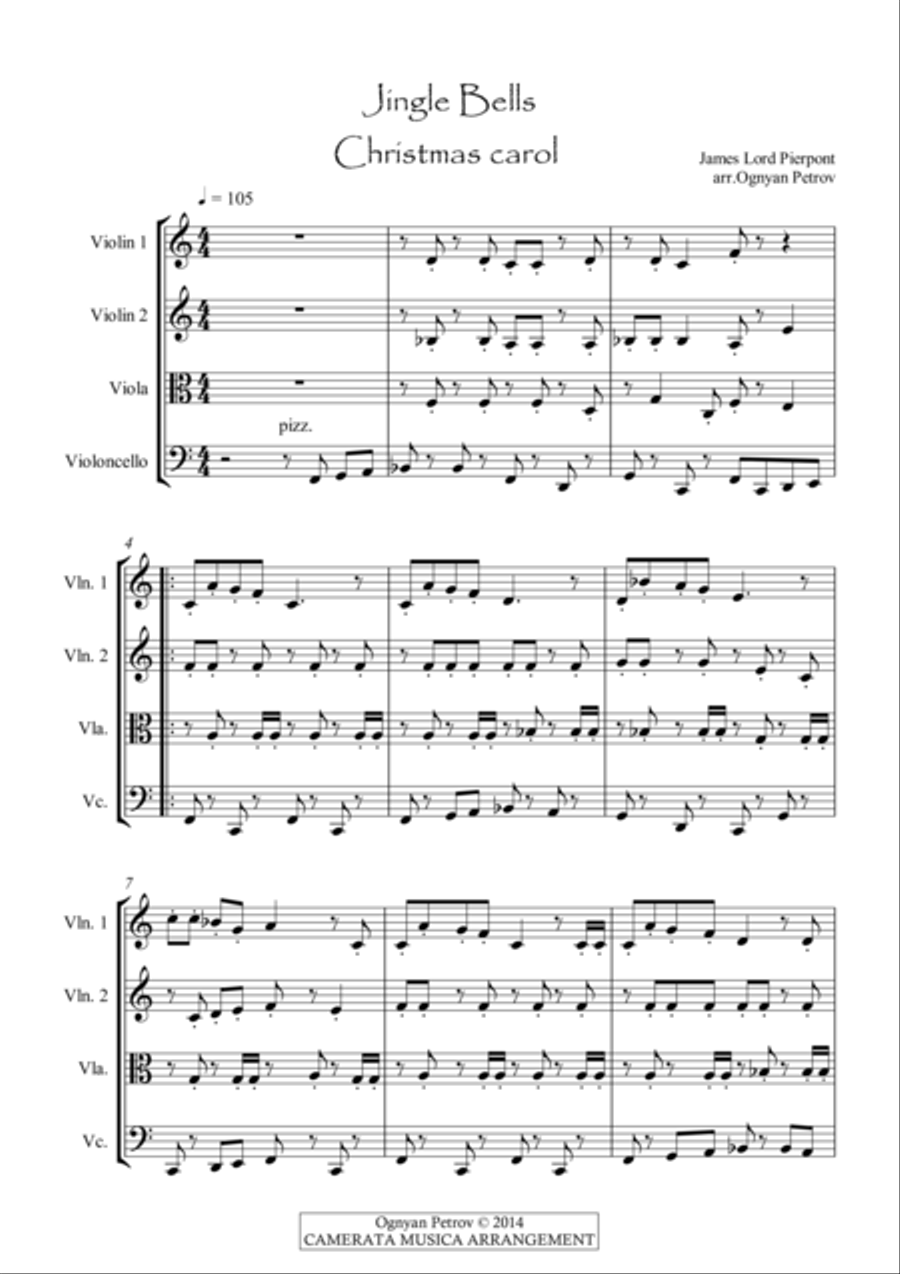 Jingle Bells String Quartet scores gallery preview page 1