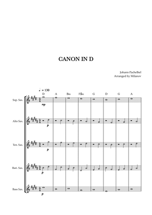 Book cover for Canon in D | Pachelbel | Saxophone Quintet