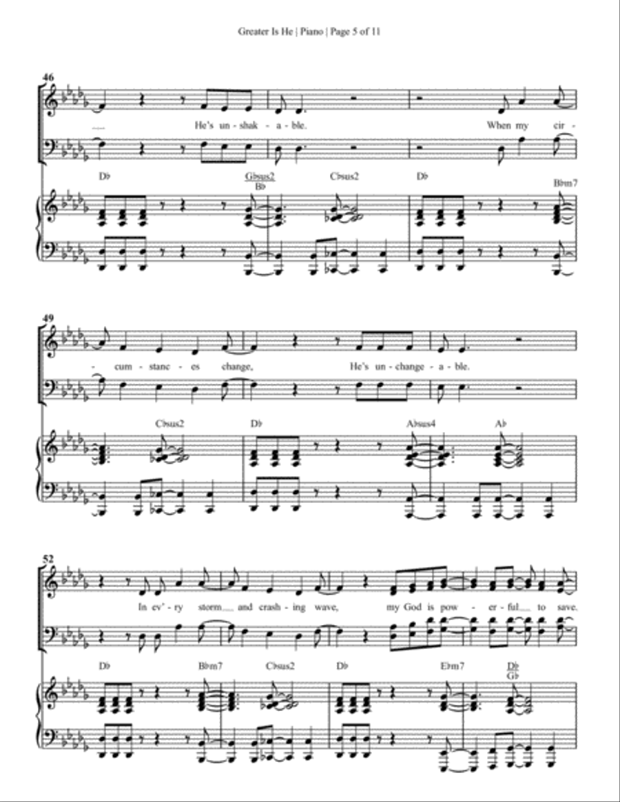 Greater Is He (Anthem) - Piano Accompaniment 4-Part scores gallery preview page 5
