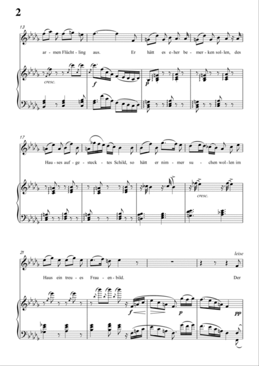 Schubert-Die Wetterfahne in bB minor,Op.89,No.2,for Vocal and Piano Voice scores gallery preview page 3