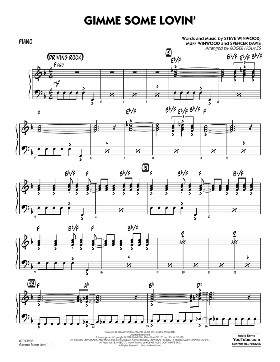 Gimme Some Lovin' - Piano Jazz Ensemble scores gallery preview page 1