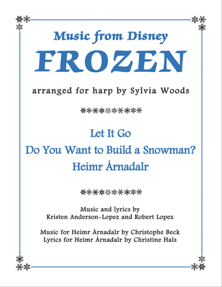 Music from Disney's Frozen for Harp Celtic Harp scores gallery preview page 1