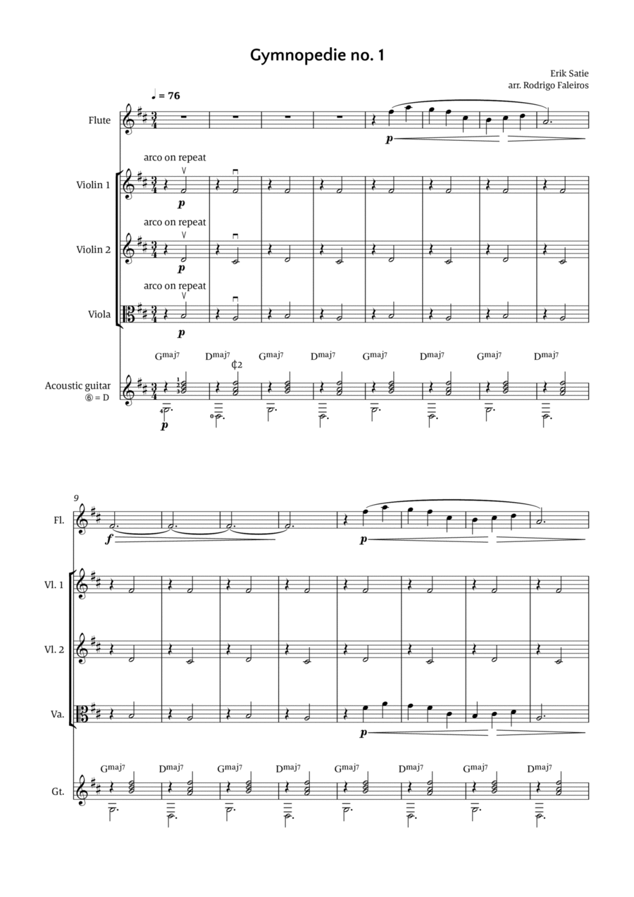 Gymnopédie no. 1 Chamber Music scores gallery preview page 1