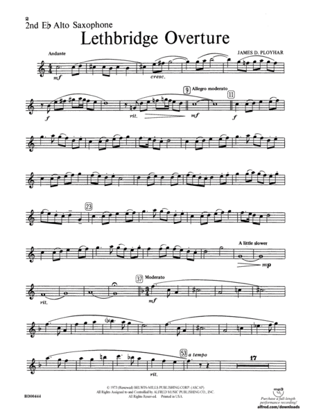 Lethbridge Overture: 2nd E-flat Alto Saxophone