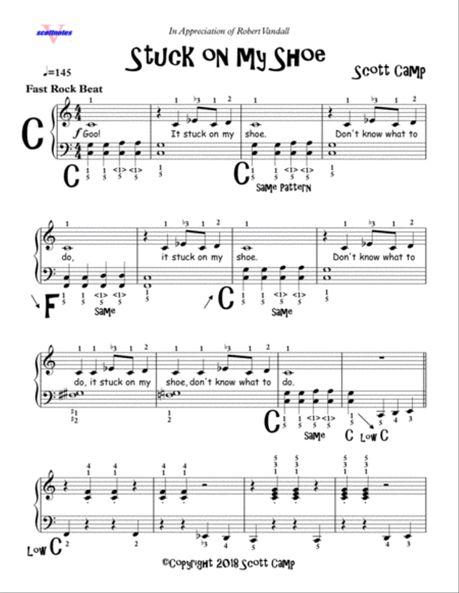 Stuck on My Shoe (First Year Piano Solo)