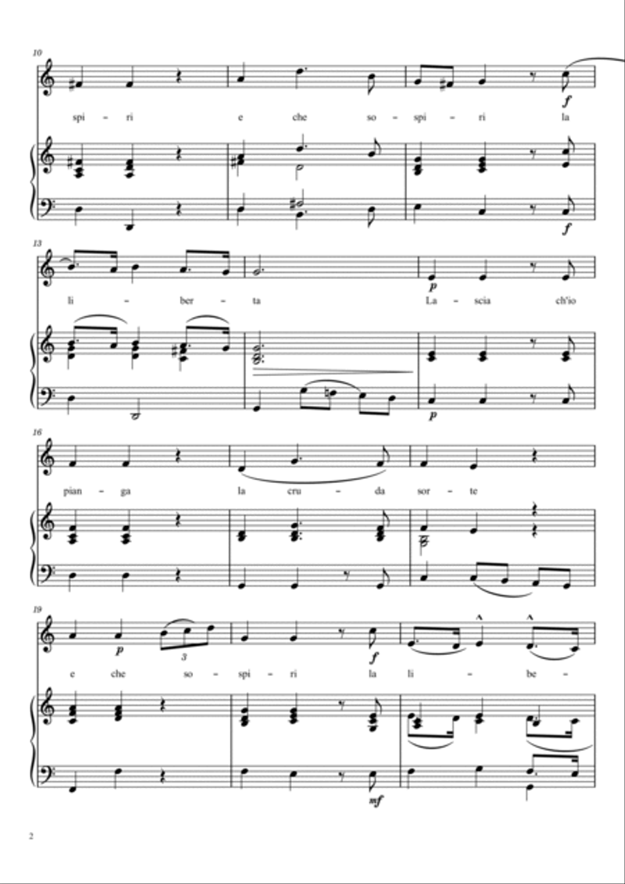Lascia ch'io pianga - Rinaldo von Händel - For Piano and Voice With Lyrics Voice scores gallery preview page 2